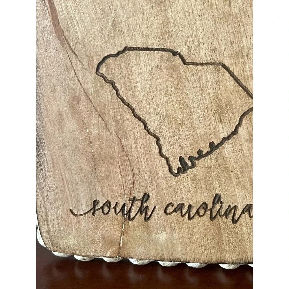 South Carolina State Wood‎ Cutting Board Beaded Edge Serving Tray Rustic 11.5